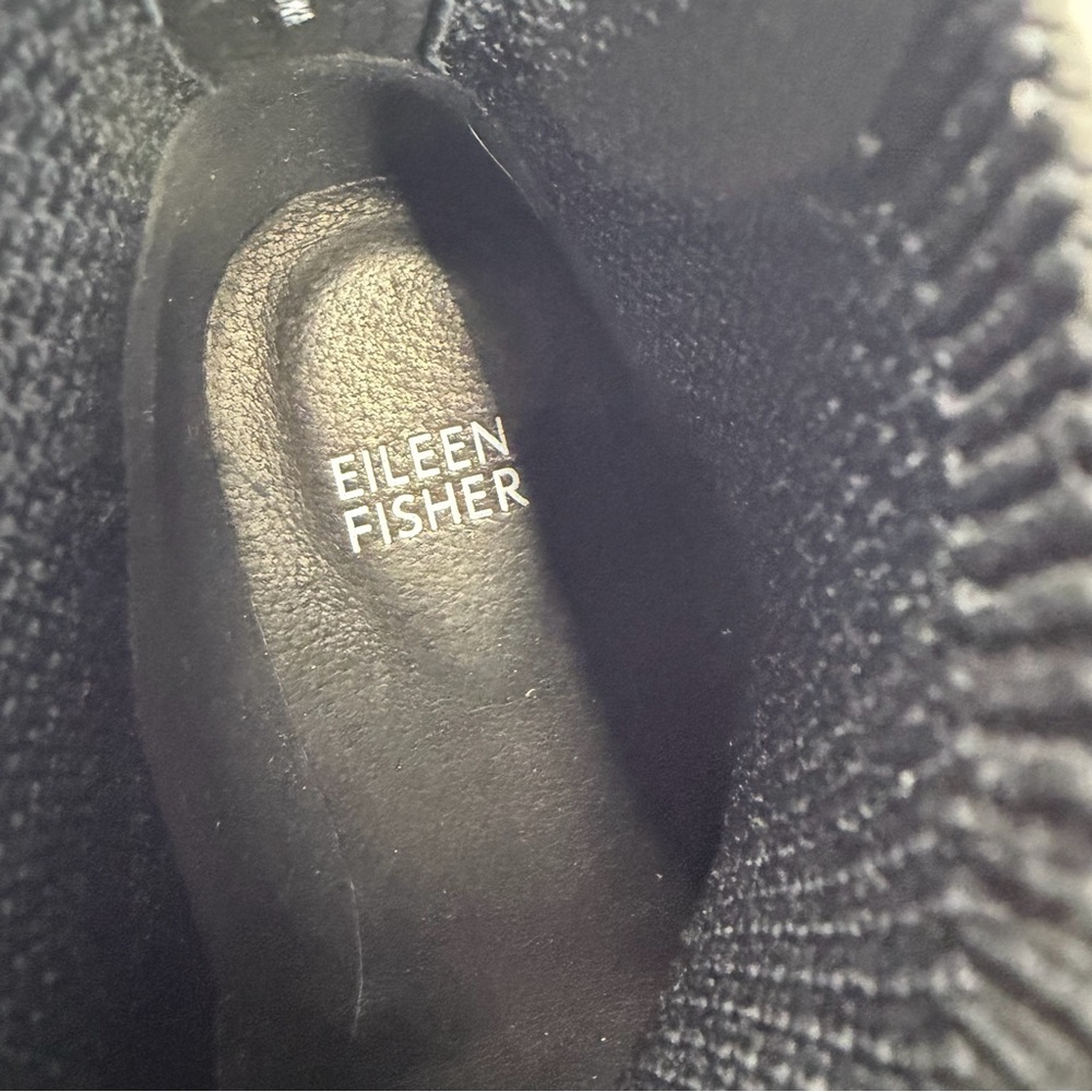 Eileen Fisher Quill Black Knit Wedge Bootie Size 5.5 - Picture 5 of 7